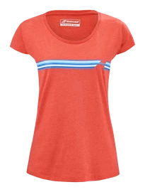 Damen T-Shirt Babolat Exercise Stripes Tee Poppy Red
