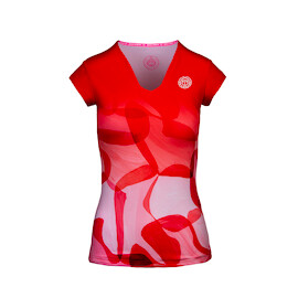 Damen T-Shirt BIDI BADU  Bella 2.0 Tech V-Neck Tee Red/Orange