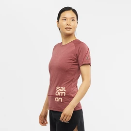 Damen T-Shirt Salomon Cross Run Graphic Tee Cabernet