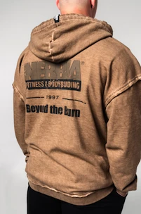 Herren Hoodie Nebbia  Washed-off Zip Up Hoodie GYM BRO 362 Light Brown