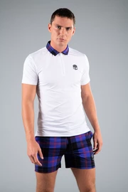 Herren T-Shirt Hydrogen Tartan Zipped Tech Polo White (Purple/Black)