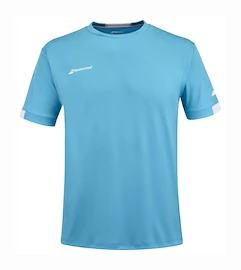 Kinder T-Shirt Babolat Play Crew Neck Tee Boy Cyan Blue