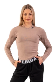 Nebbia Langarm-T-Shirt aus gerippter Bio-Baumwolle 415 braun