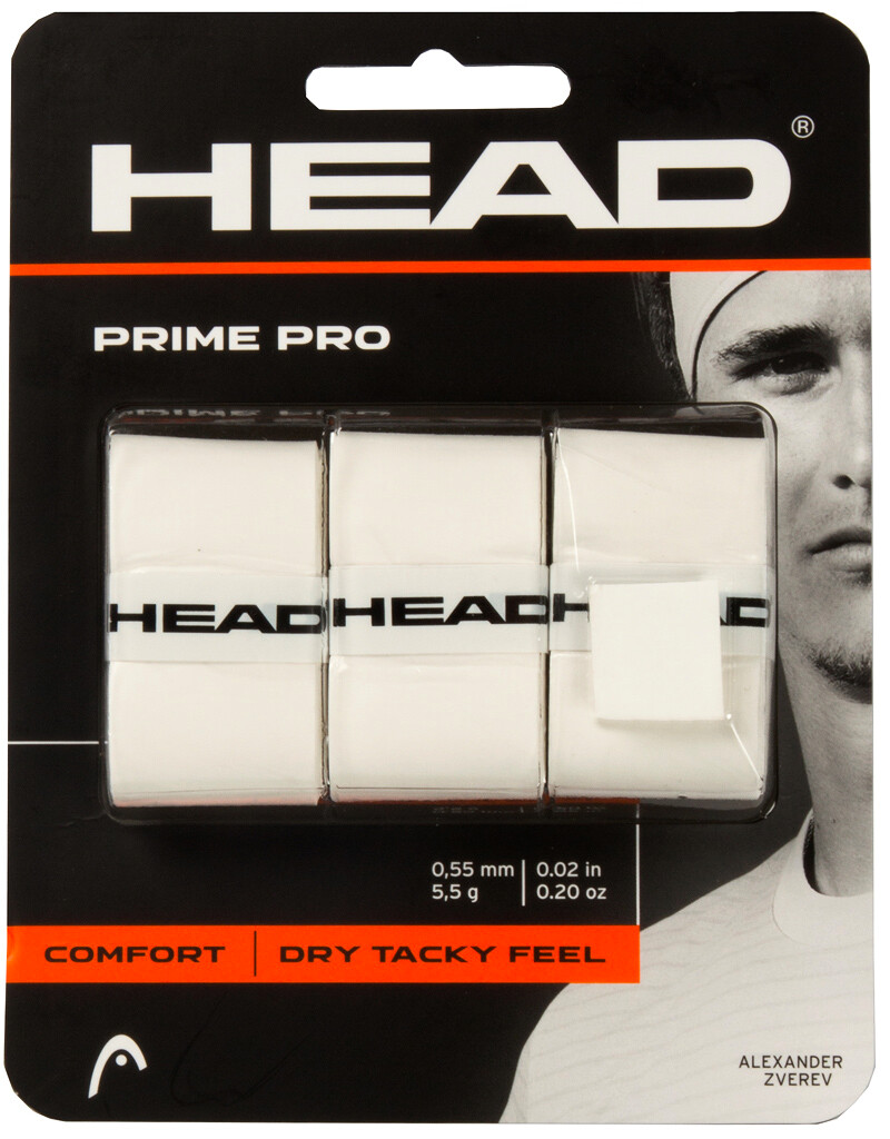 Griffband 0,6mm weiß 5er Pack HEAD Prime Tour Grip Neues Profi-Overgrip 