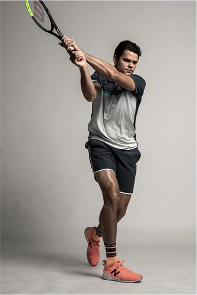 Milos Raonic mit neuen Tennisschläger Wilson Blade v7