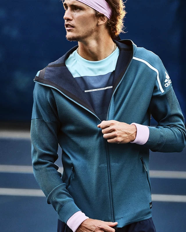 Sascha Zverev in adidas Parley ZNE Hoody Primeknit