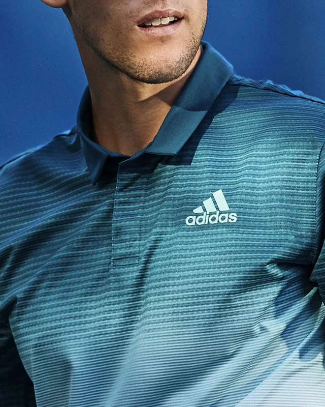 Dominic Thiem in T-Shirt adidas Parley Polo White/Blue