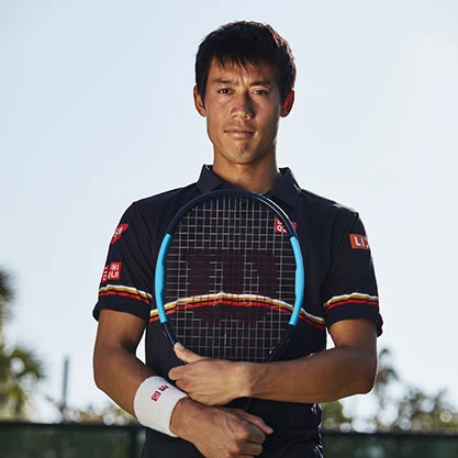 Kei Nishikori mit Tennisschläger Wilson Ultra