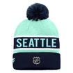 Wintermütze Fanatics  Authentic Pro Game & Train Cuffed Pom Knit Seattle Kraken