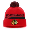 Wintermütze Fanatics  Authentic Pro Locker Room Cuffed Pom Knit NHL Chicago Blackhawks